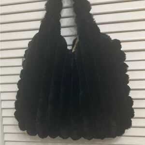 Elegant Black Faux Fur Tote Bag